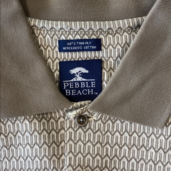 Pebble Beach Mens Tan Golf Polo Large - Picture 2 of 10